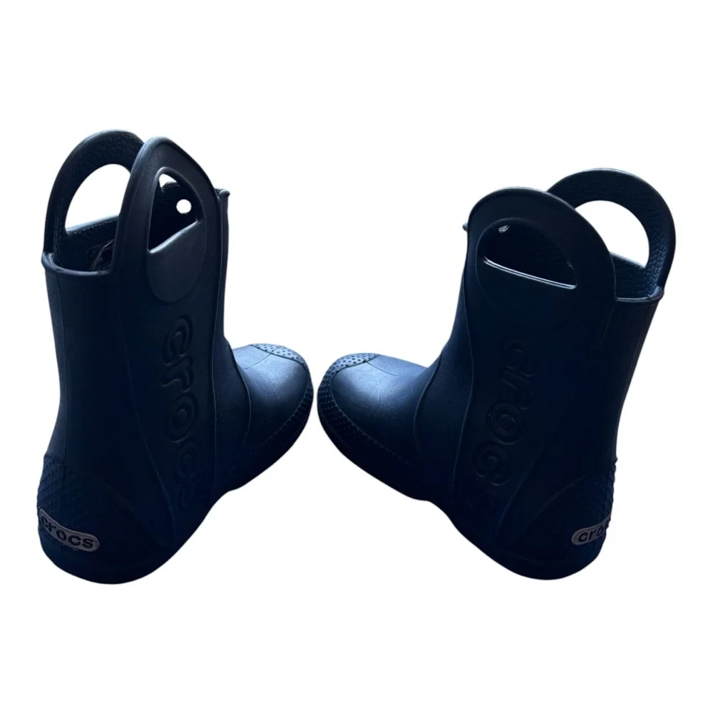 Crocs Kids Handle It Rain Boots Navy Blue Waterproof Pull On Size C10